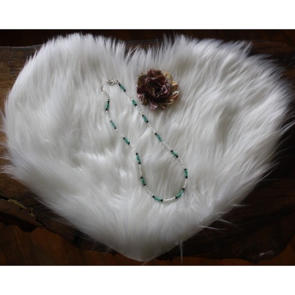 Colorful Beaded Necklace 17" Green White black + Extension Fashion Jewelry NIP - Picture 5 of 5